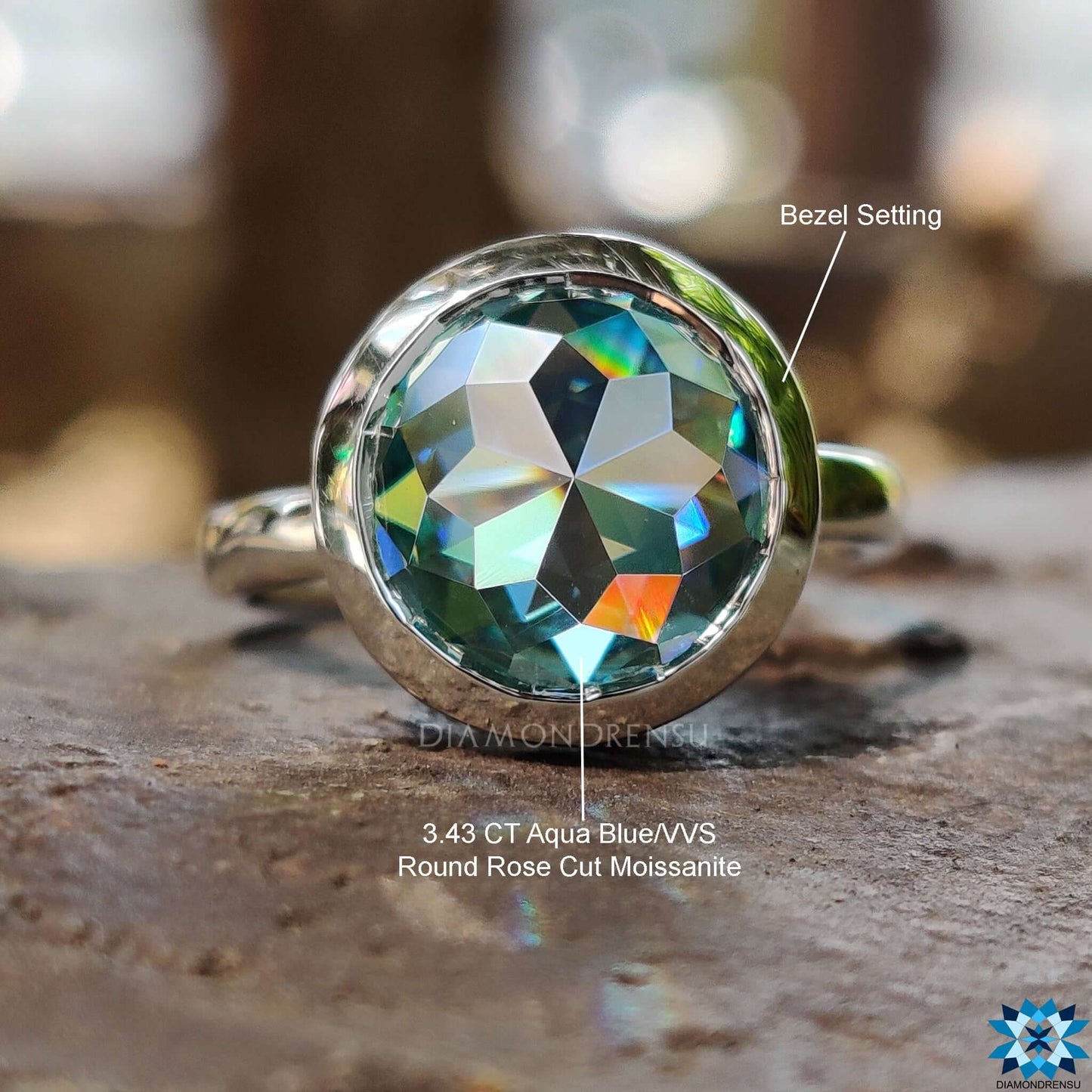 A luxurious round cut moissanite ring with a handmade ring design, perfect for special occasions.