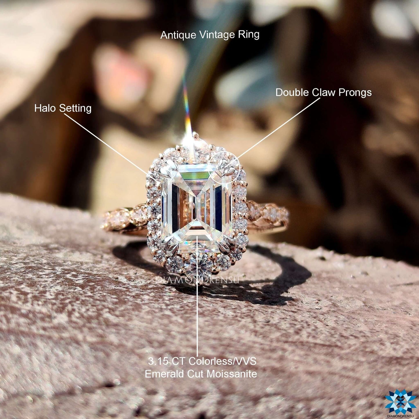 Sleek double claw prong engagement ring with a secure setting that highlights the beauty of the center stone.
