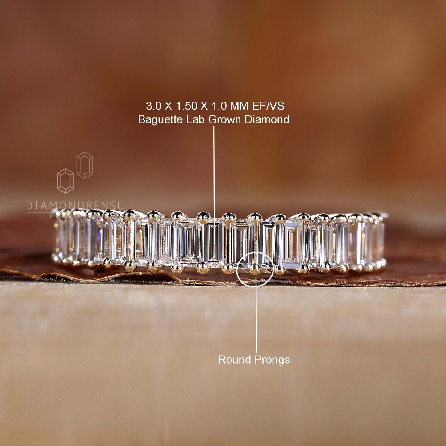 Hand adorned with a lab diamond eternity band, focusing on its seamless and luxurious diamond setting