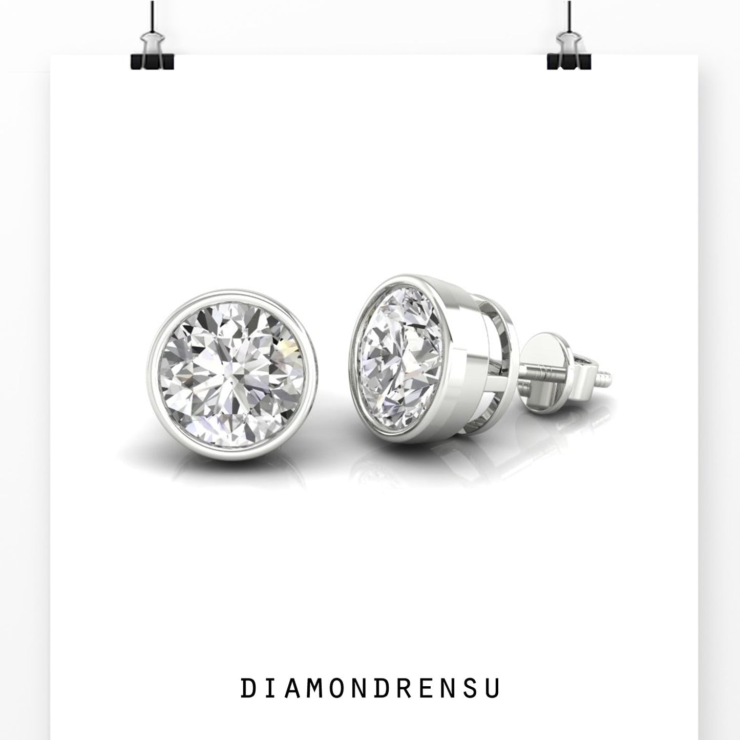 bezel set earrings - diamondrensu