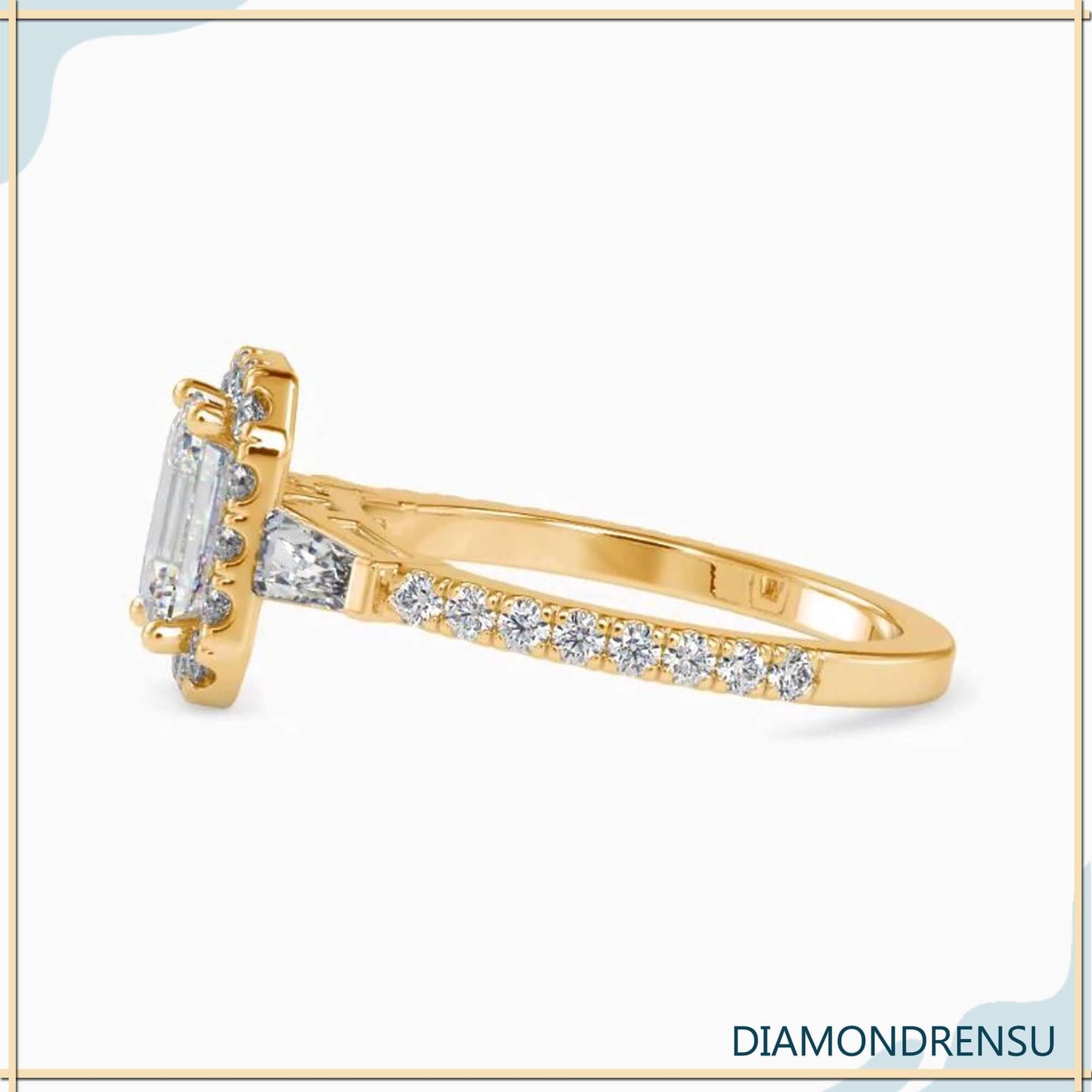 engagement rings three stone emerald cut baguette engagement ring setting.