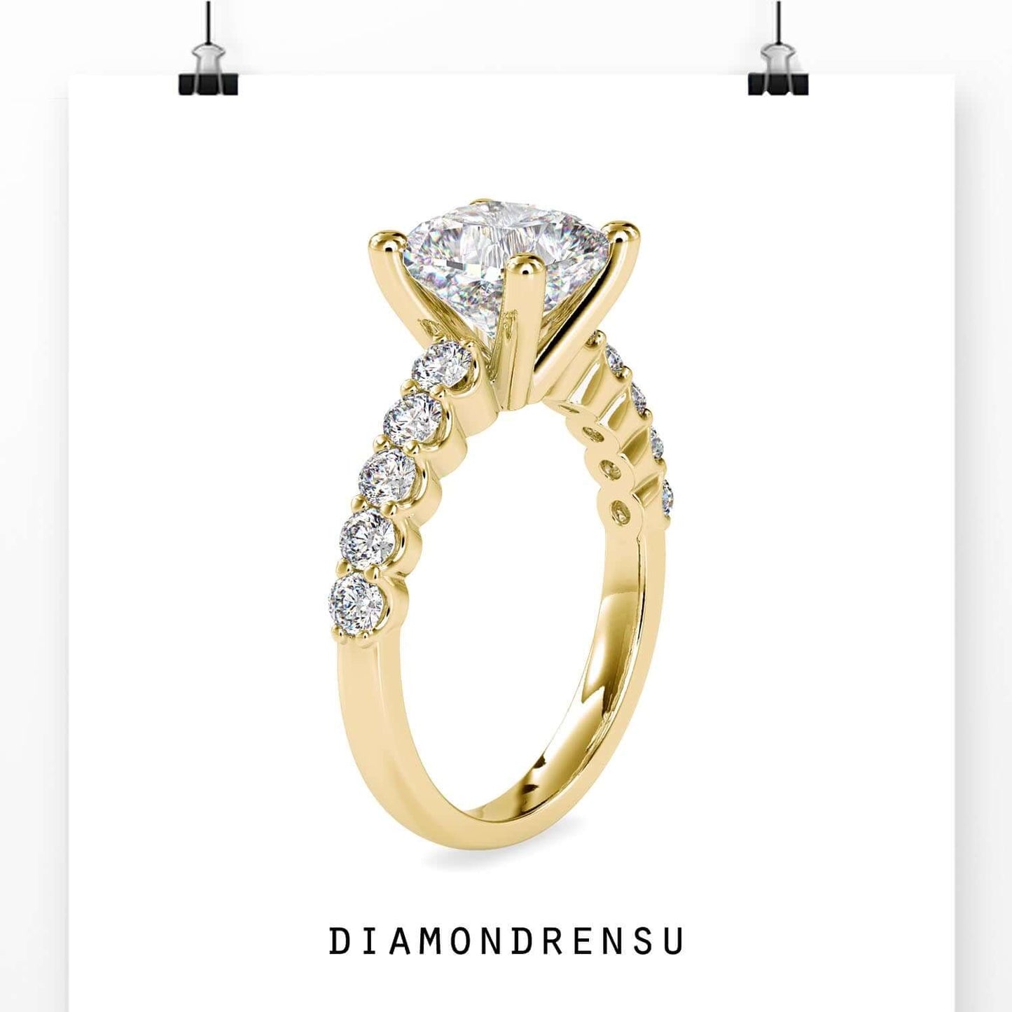 Lab grown diamond engagement ring in white gold with a split shank design