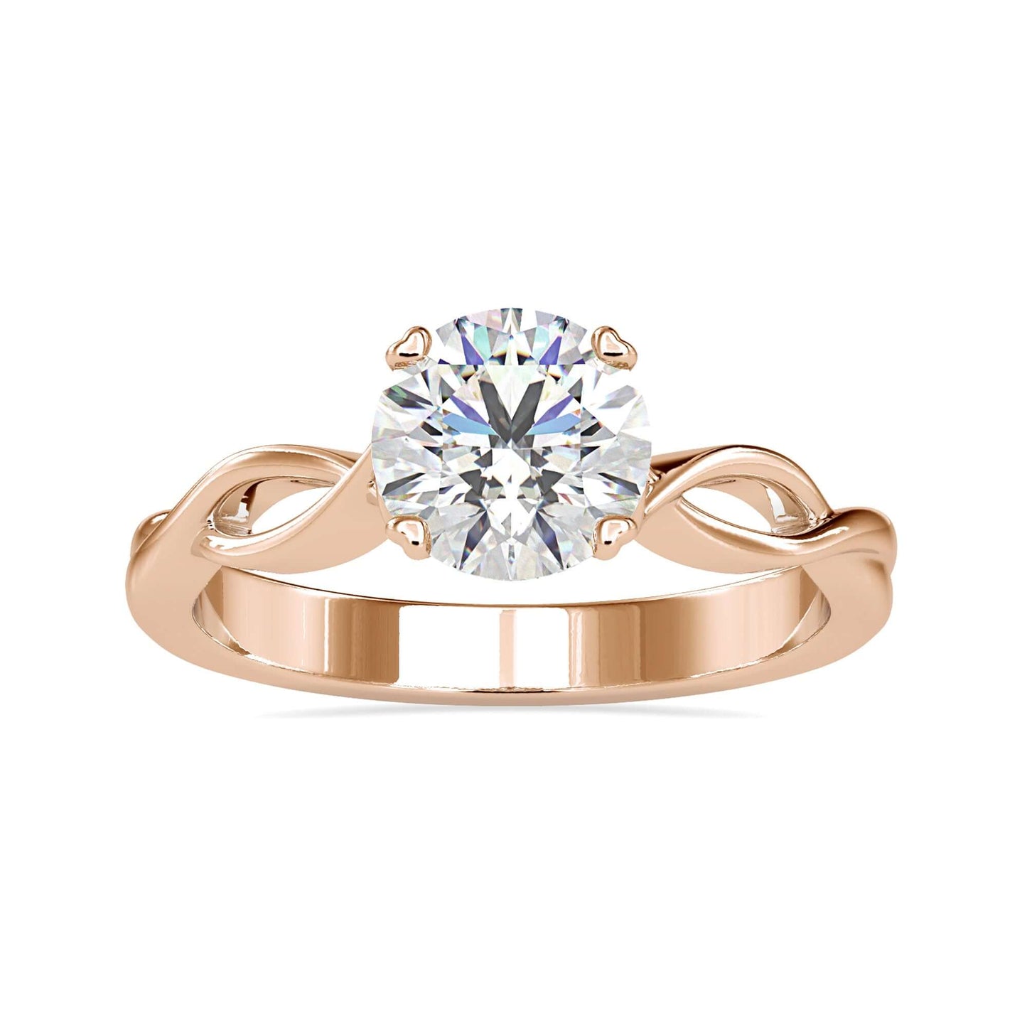 Round diamond solitaire engagement ring featuring timeless elegance and sparkle.