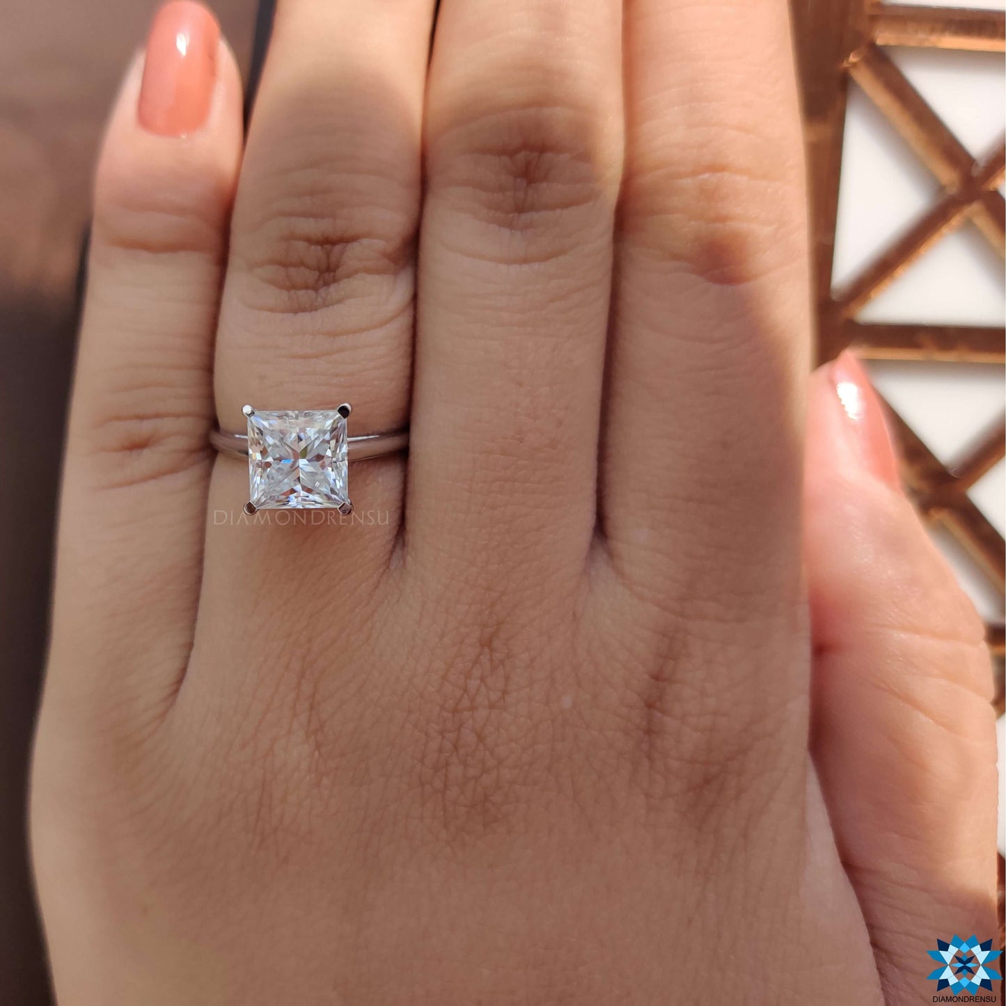 Privlačan 2.51 CT Princess Cut Bezbojni Moissanite Solitaire prsten