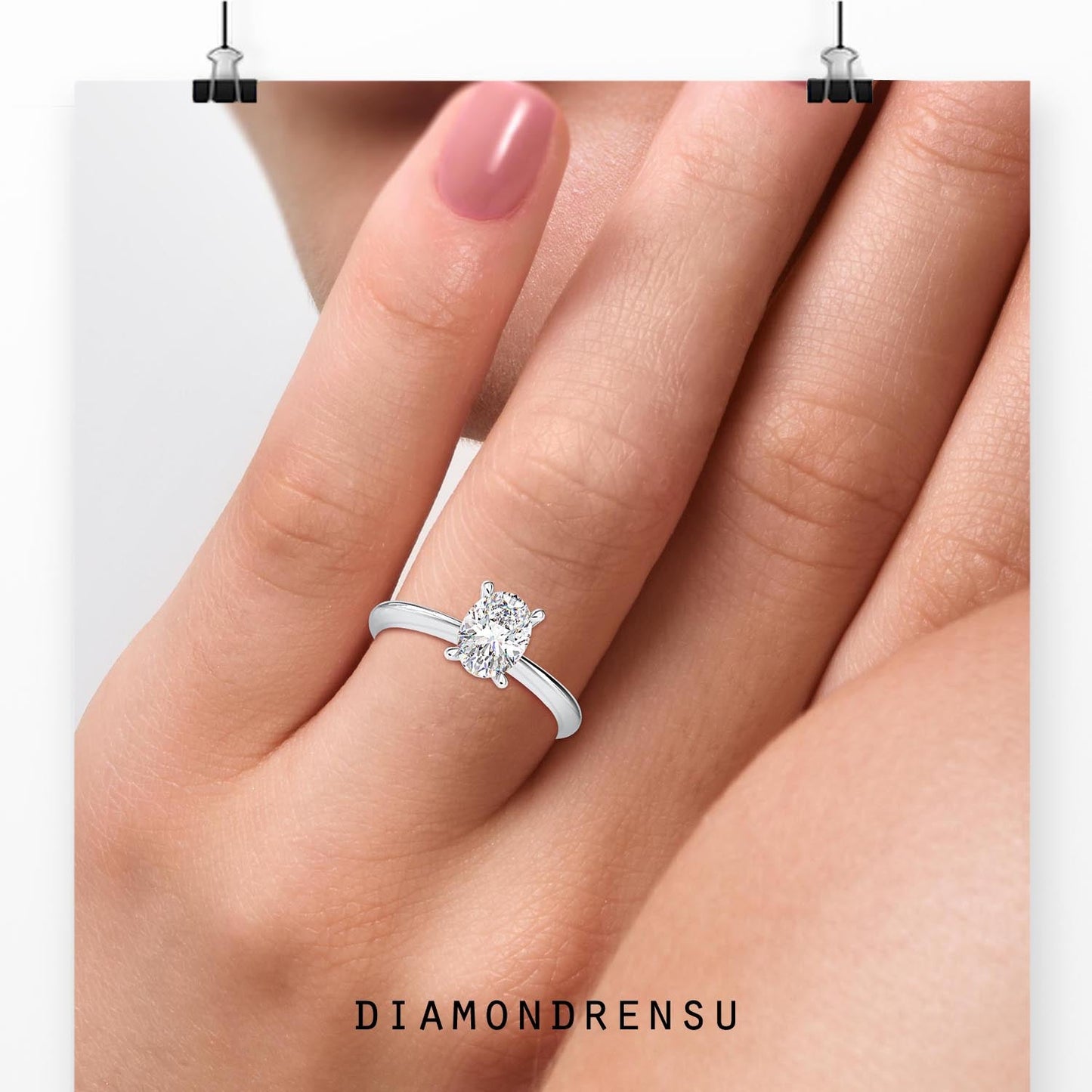Engagement ring oval cut diamond crafted for a modern bride.