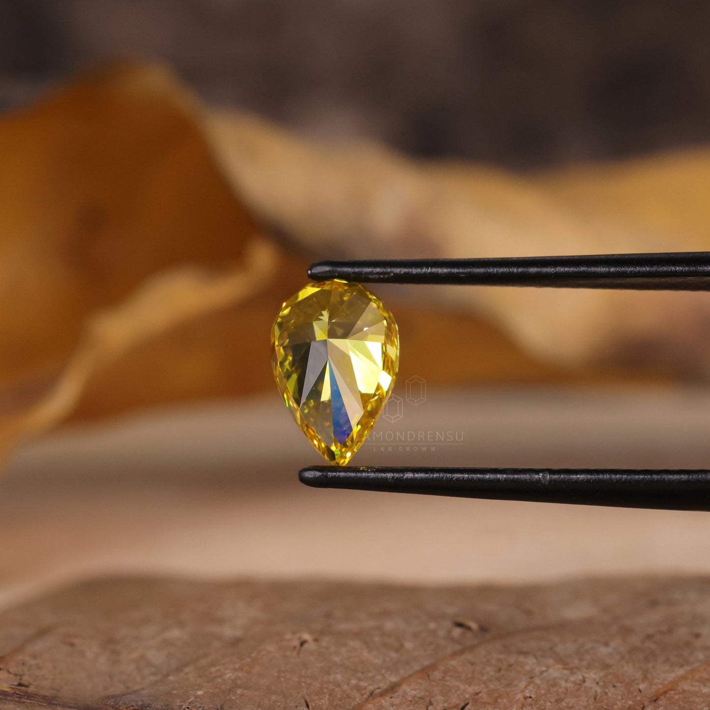 Žuti dijamant uzgojen u laboratoriji kruške, 1.55 CT kruška rezani dijamant za zaručnički ili vjenčani prsten