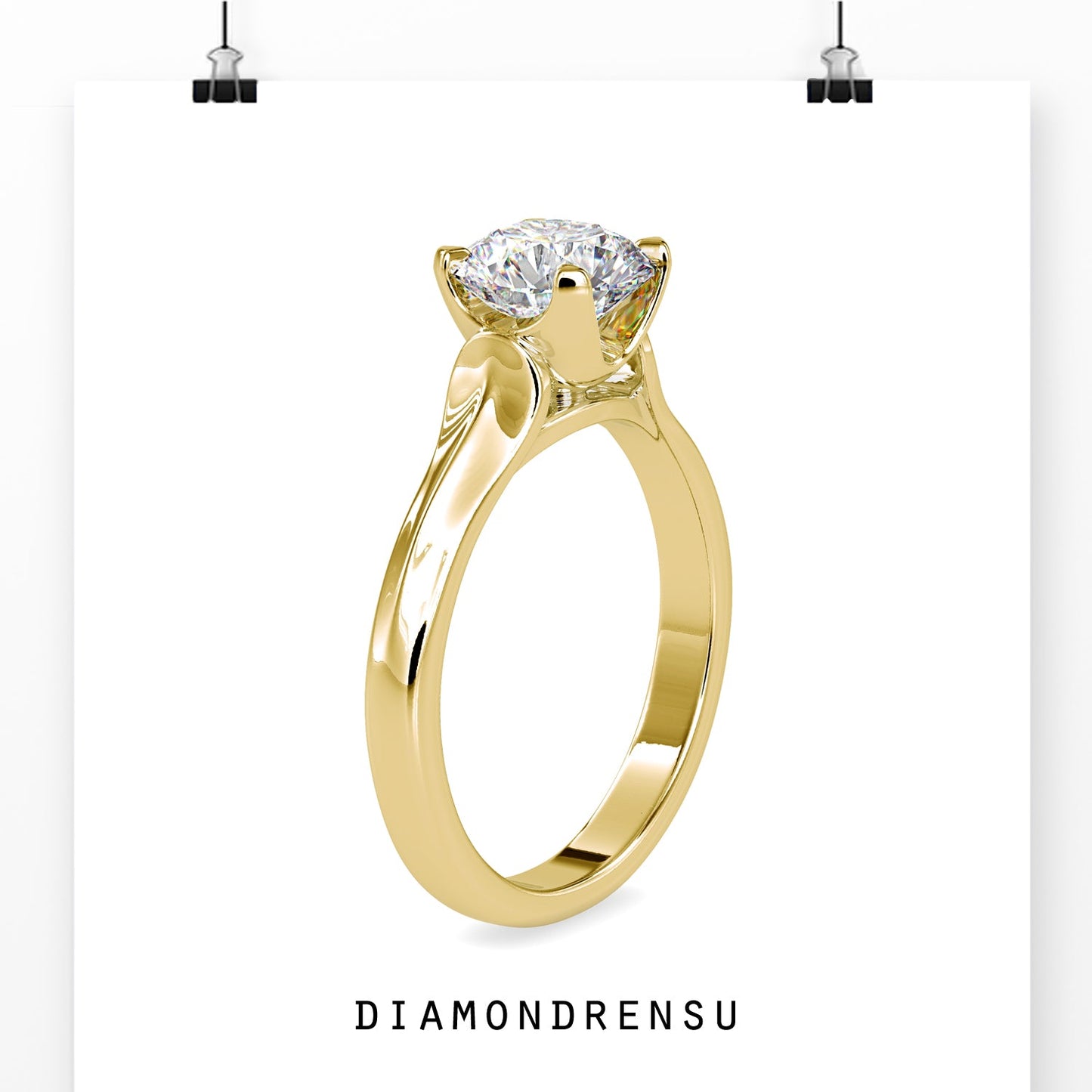 Prong setting engagement ring showcasing a beautiful round diamond.