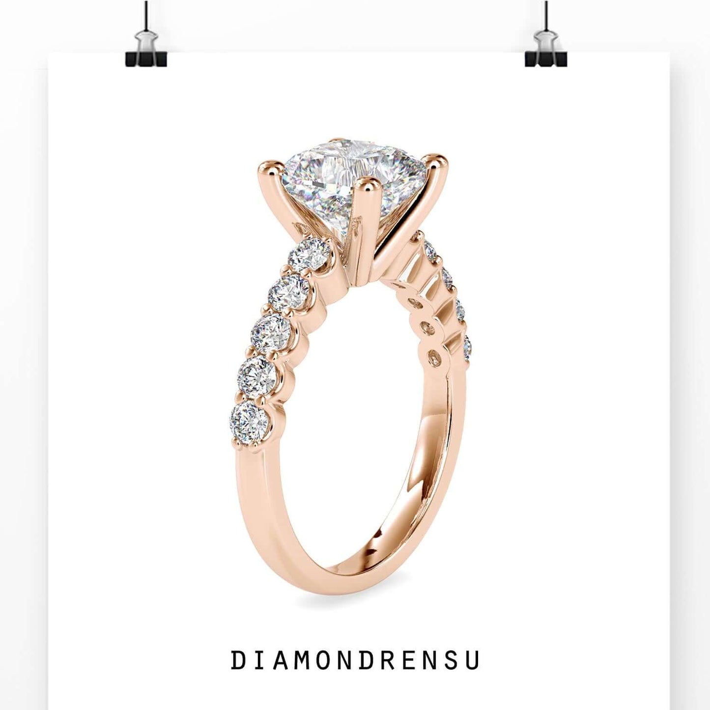 Engagement ring with pave featuring a 2 ct oval diamond, DiamondRensu design