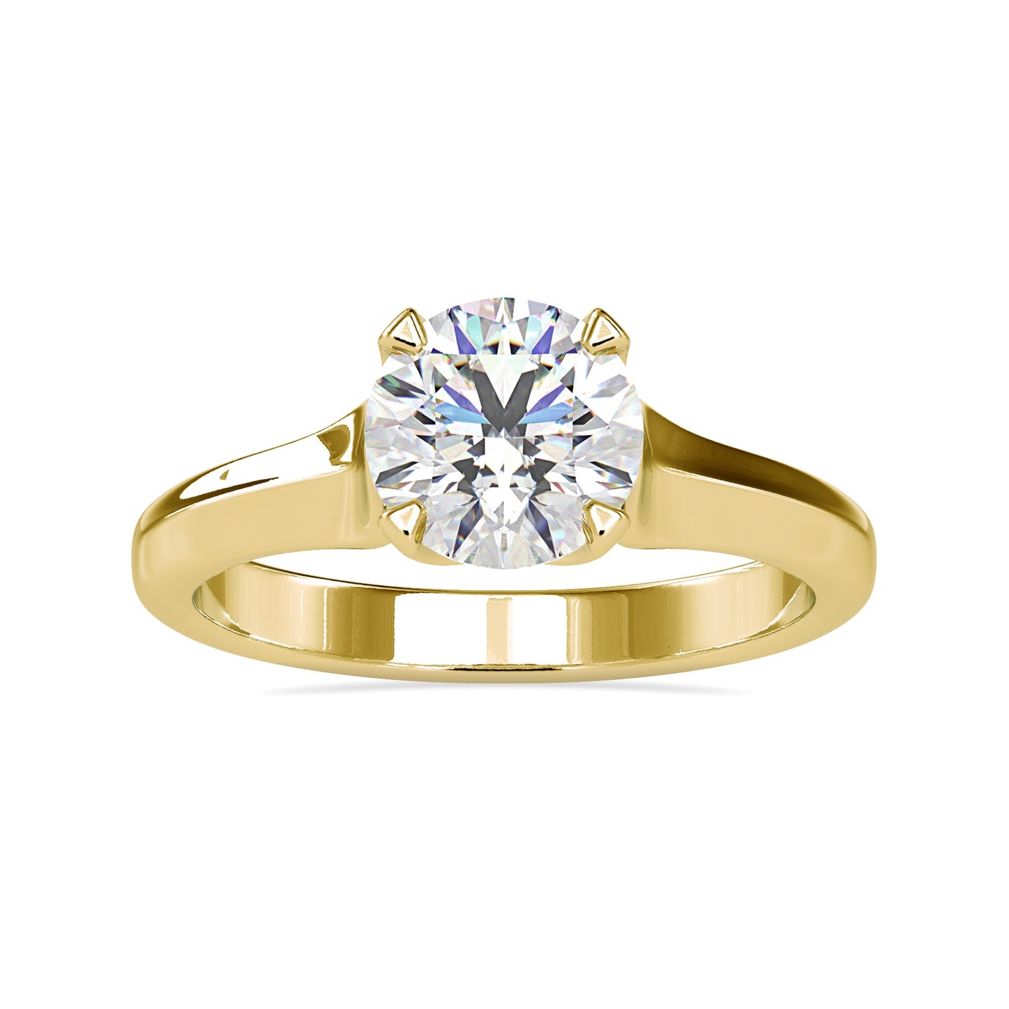 Round diamond solitaire engagement ring with a 4 prong design.