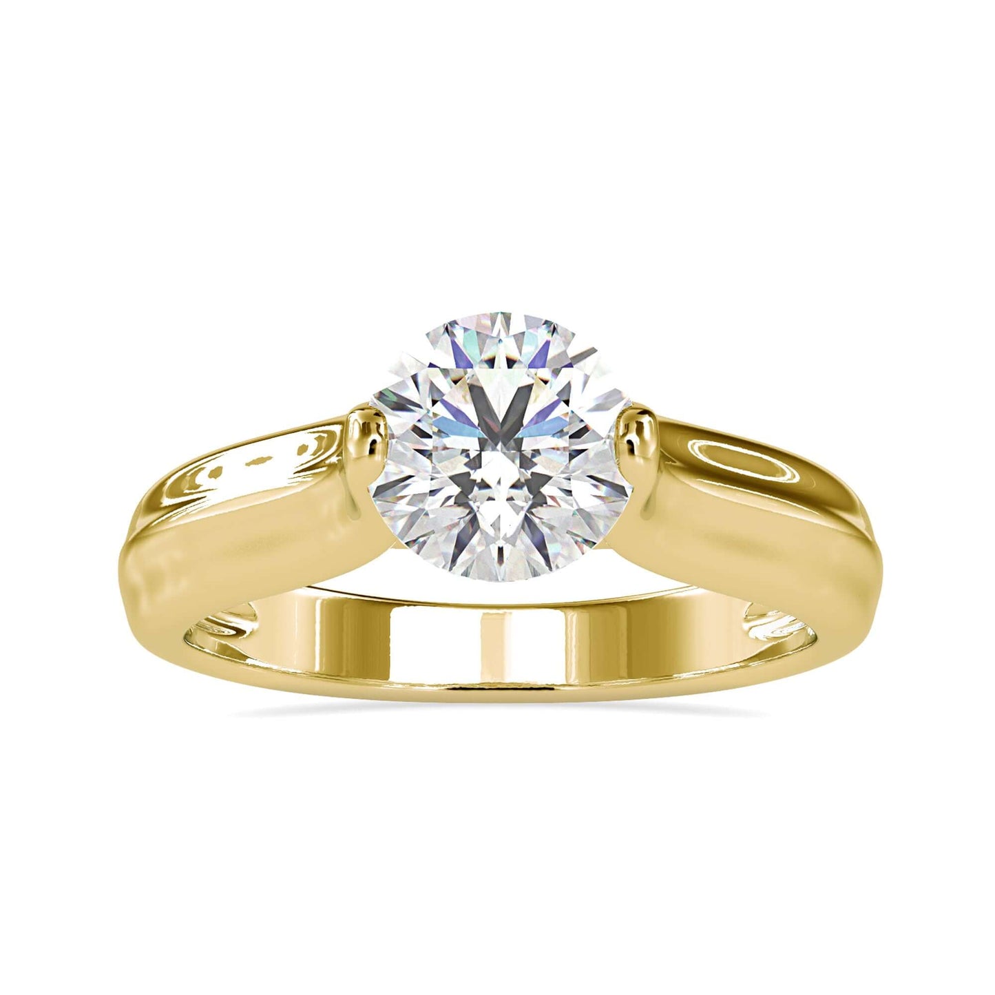 Tension Set Engagement Ring with a round solitaire diamond.