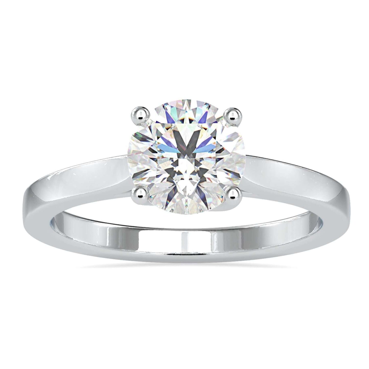 Round brilliant cut diamond ring in a classic 4 prong setting.
