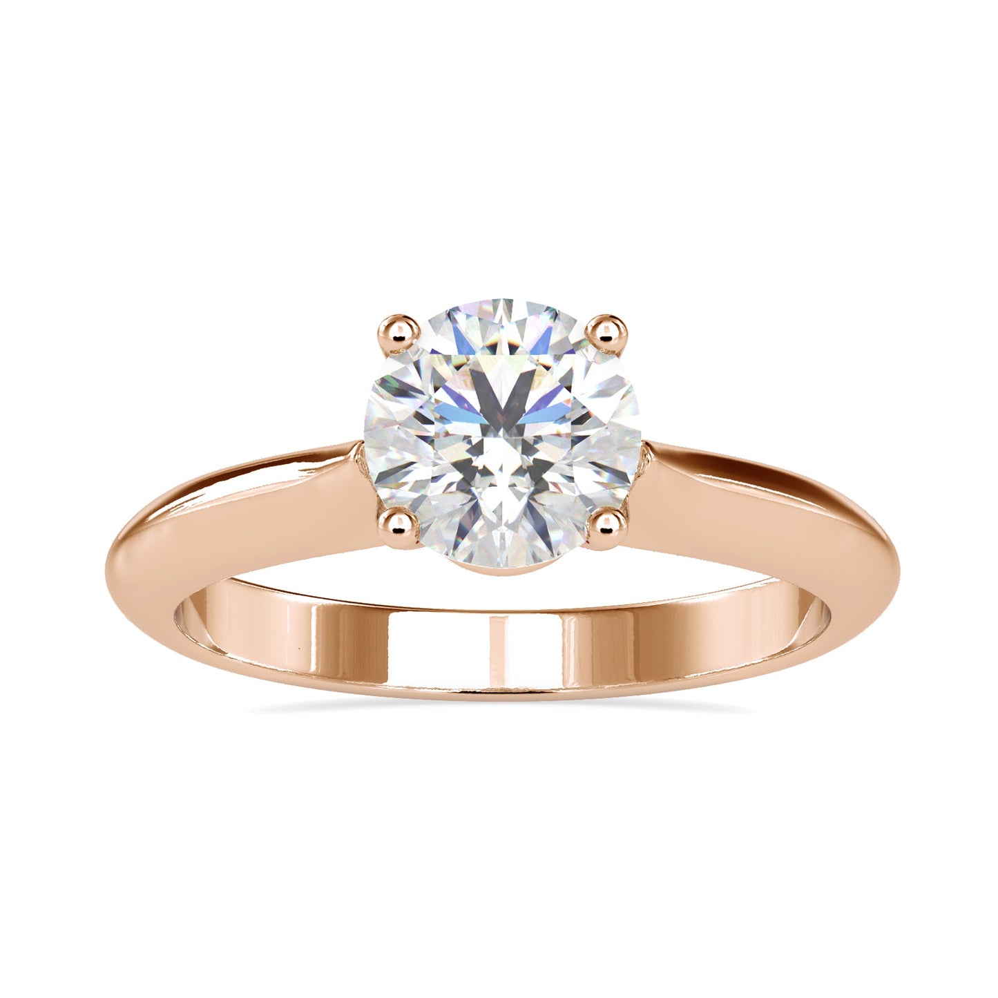 Elegant solitaire diamond engagement ring with a cathedral setting for added sophistication.