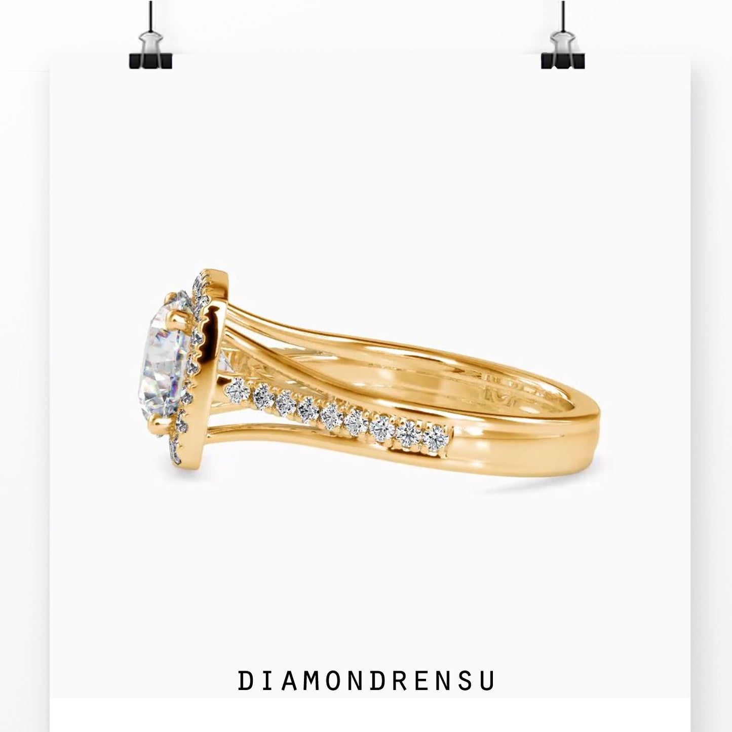 4 prong diamond ring with a split shank for secure elegance.