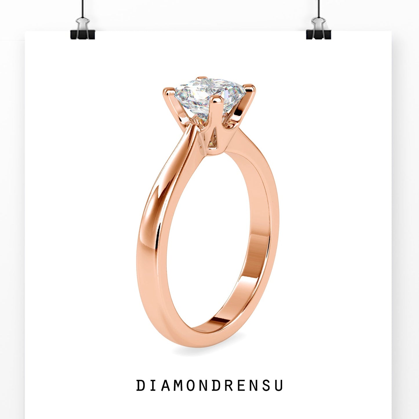 4 prong diamond ring in yellow gold with an IGI certified lab grown diamond