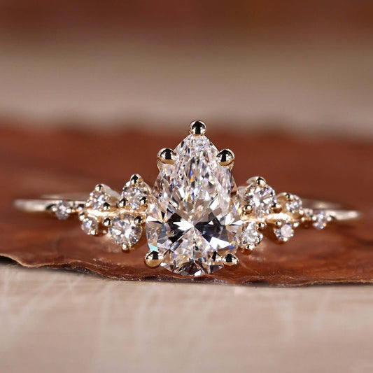 pear cut lab grown diamond ring