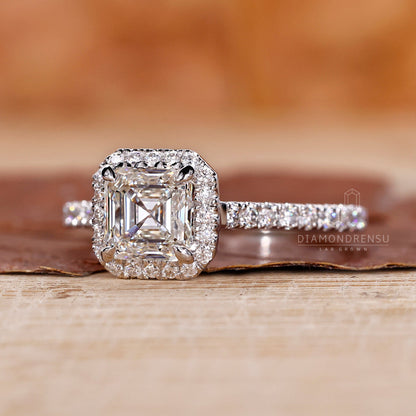 1.37 CT Asscher Cut H/VS1 Lab Grown Diamond Halo Engagement Ring