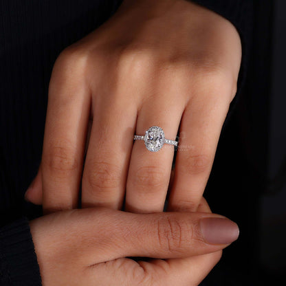 Stunning 1 Carat Oval Diamond Ring on Model's Finger