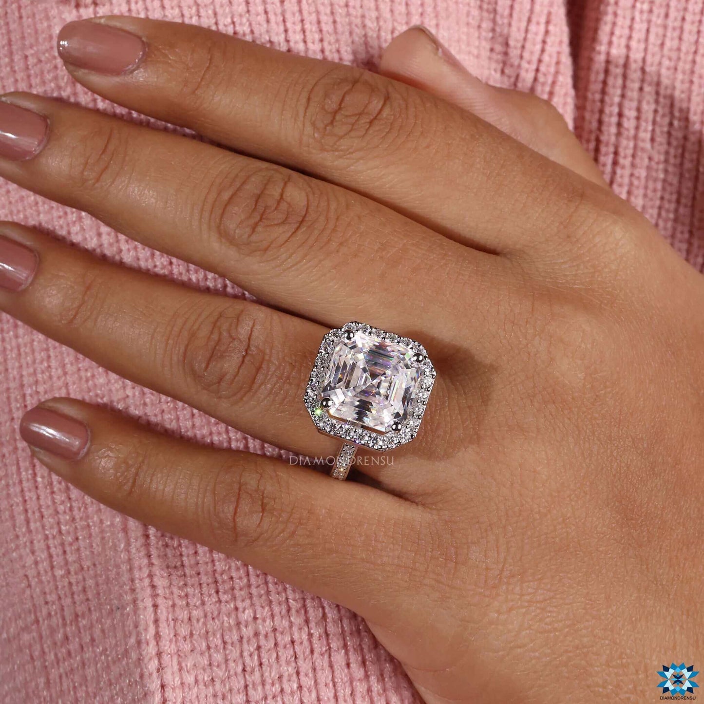 asscher moissanite ring