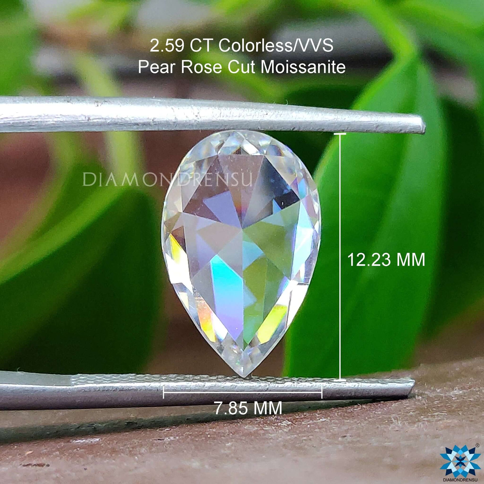 pear rose cut moissanite loose