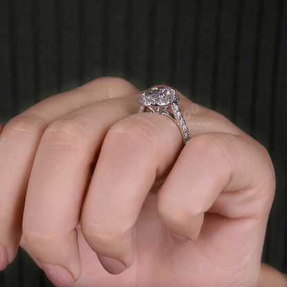 Oval Engagement Ring, 2.50 CT IGI Certified F/VS Lab Created Diamond Halo Engagement Ring, Anniversary Gift for Her