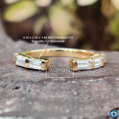 bar set baguette moissanite diamond wedding band