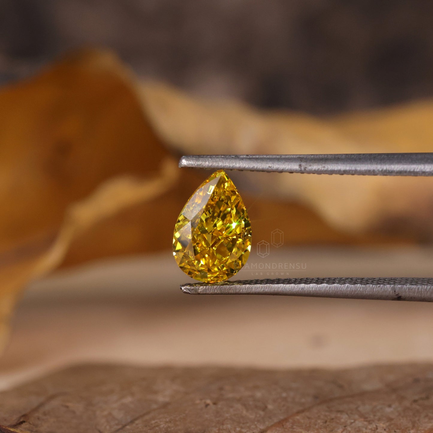 Žuti dijamant uzgojen u laboratoriji kruške, 1.55 CT kruška rezani dijamant za zaručnički ili vjenčani prsten