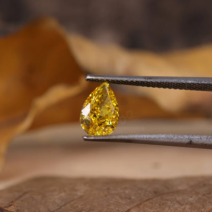 Žuti dijamant uzgojen u laboratoriji kruške, 1.55 CT kruška rezani dijamant za zaručnički ili vjenčani prsten