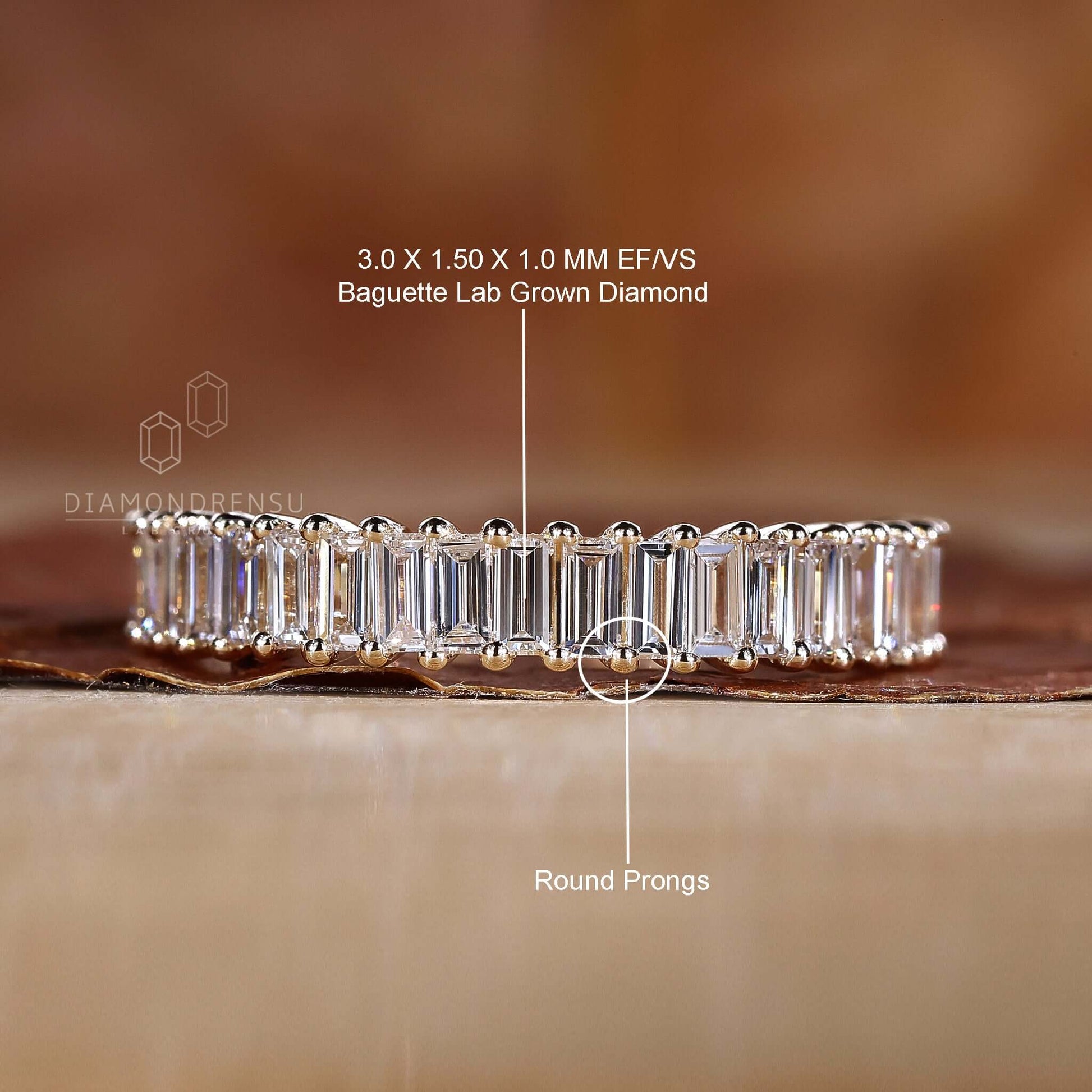 Hand adorned with a lab diamond eternity band, focusing on its seamless and luxurious diamond setting