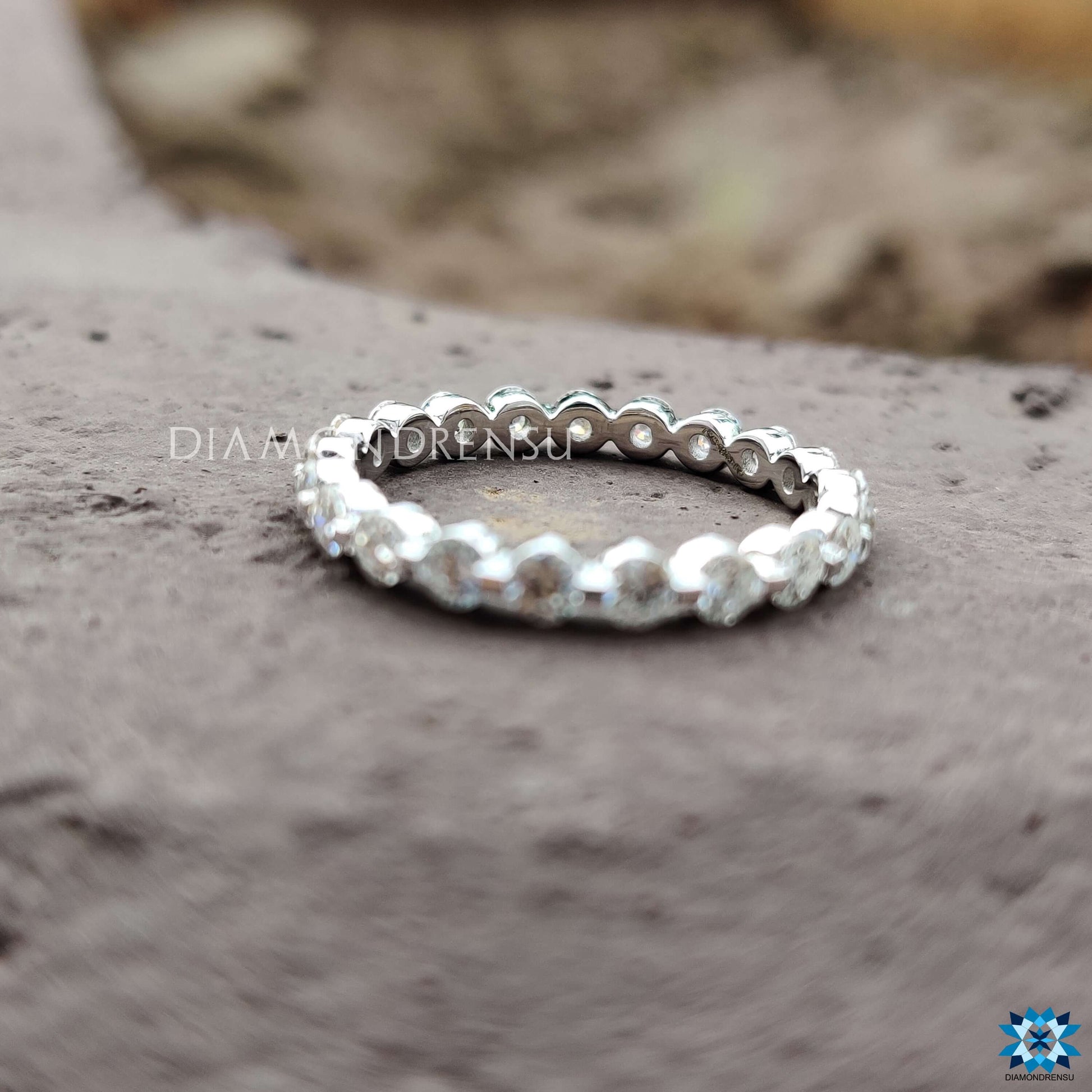 Beautiful band moissanite set with radiant stones, creating a sophisticated look for your wedding.