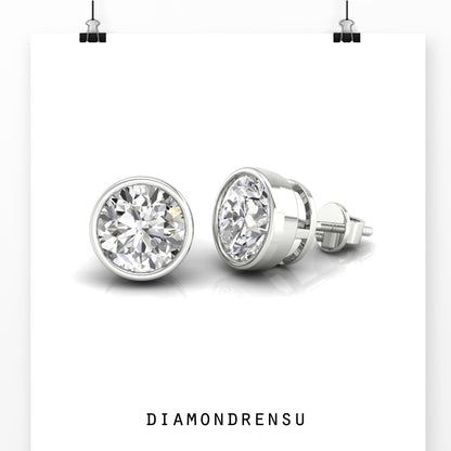 bezel set earrings - diamondrensu