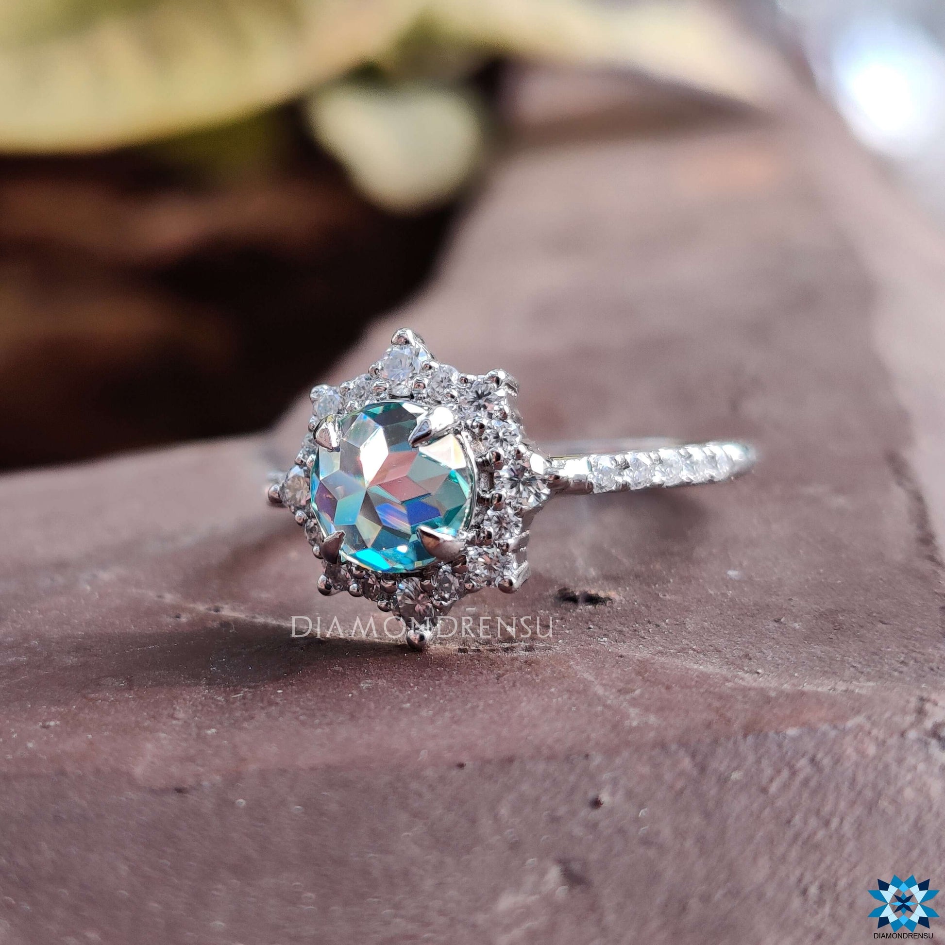 cyan blue moissanite