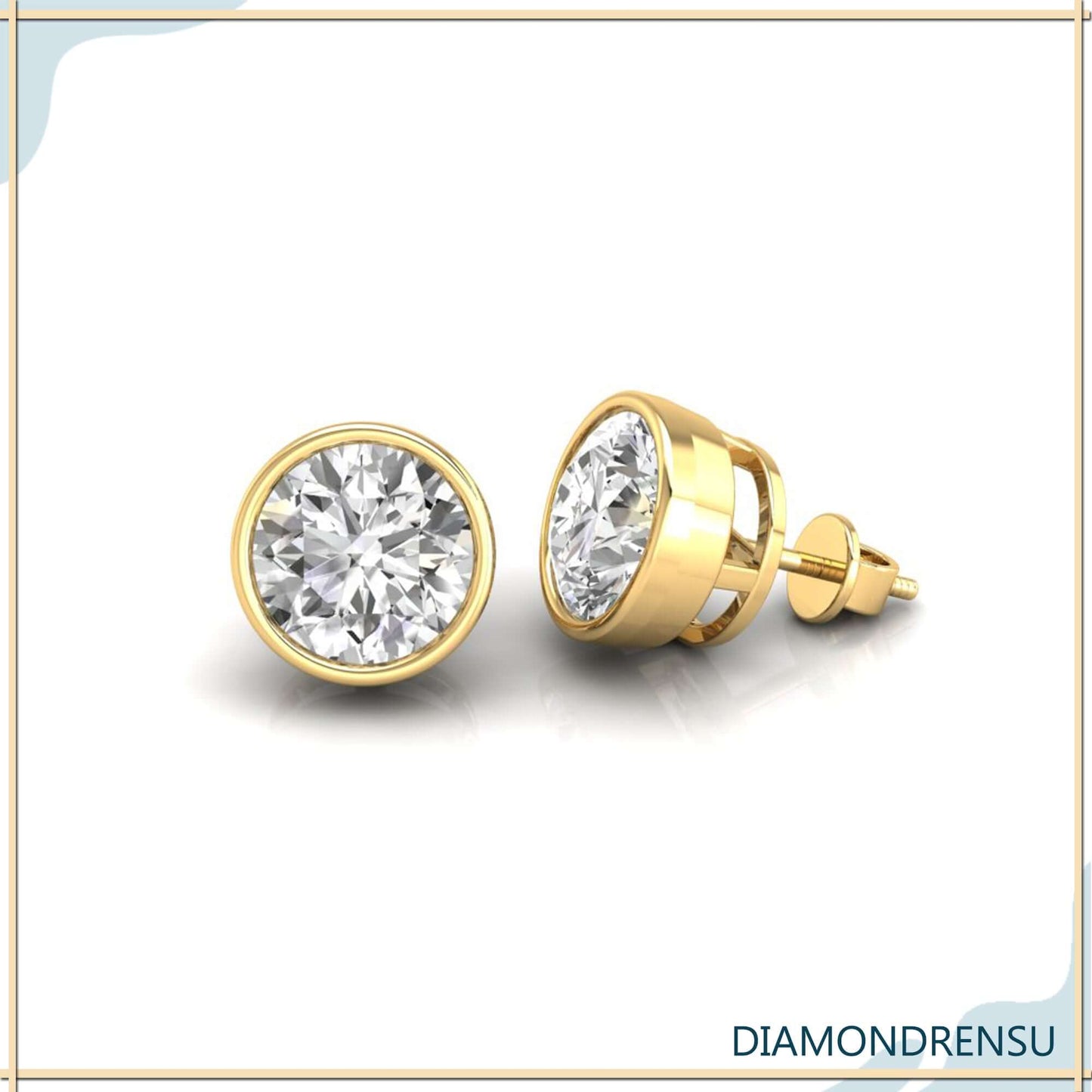 1.97 TCW okrugli rez bezbojni moissanite prsten bezel set Moissanite naušnice 
