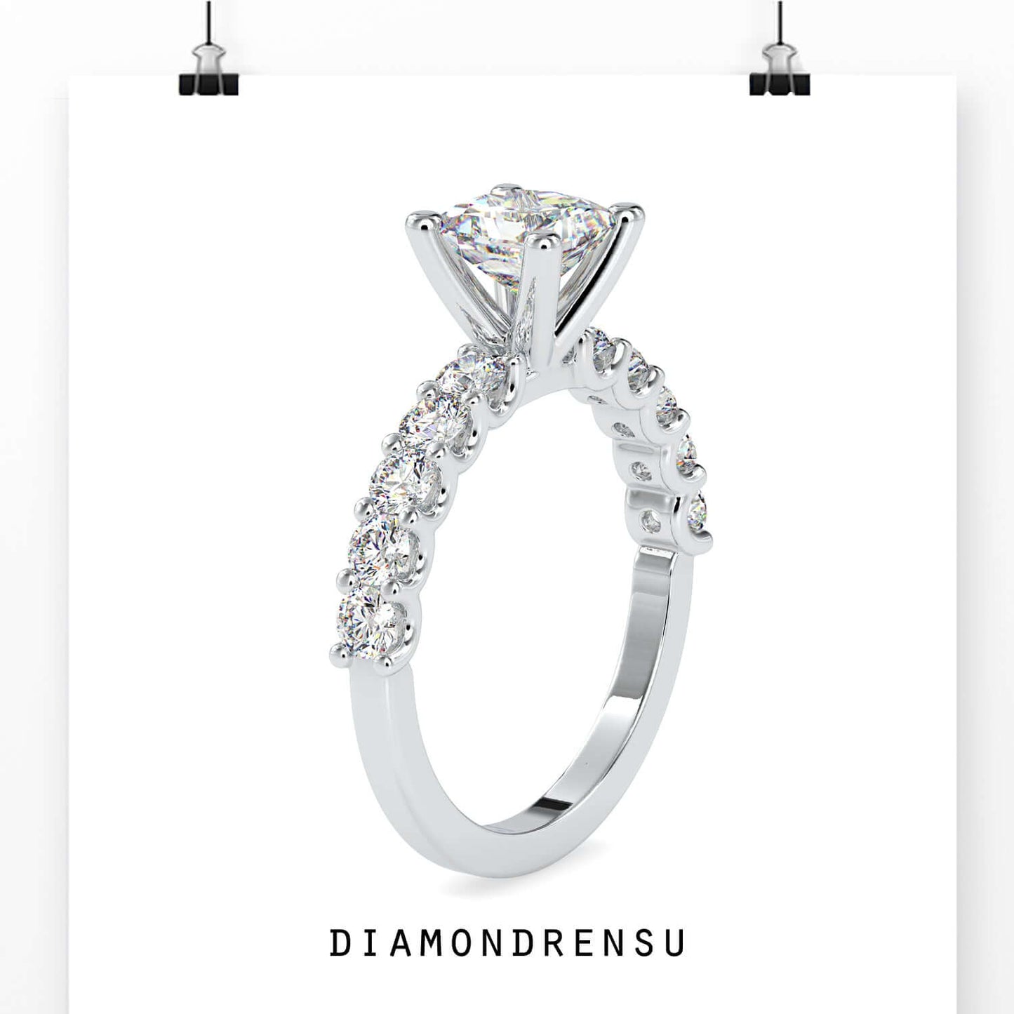 4 prong princess cut engagement ring featuring a Lab Grown Diamond for ethical beauty.
