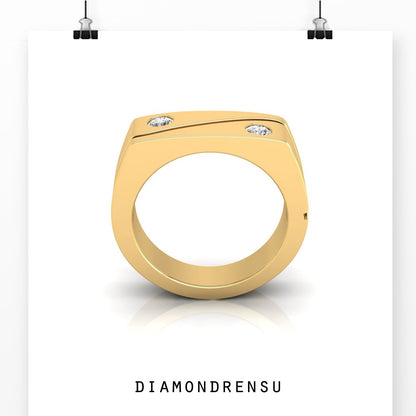 Beautiful Two Stones 0.12 TCW Round Cut Unique Men's Wedding Band