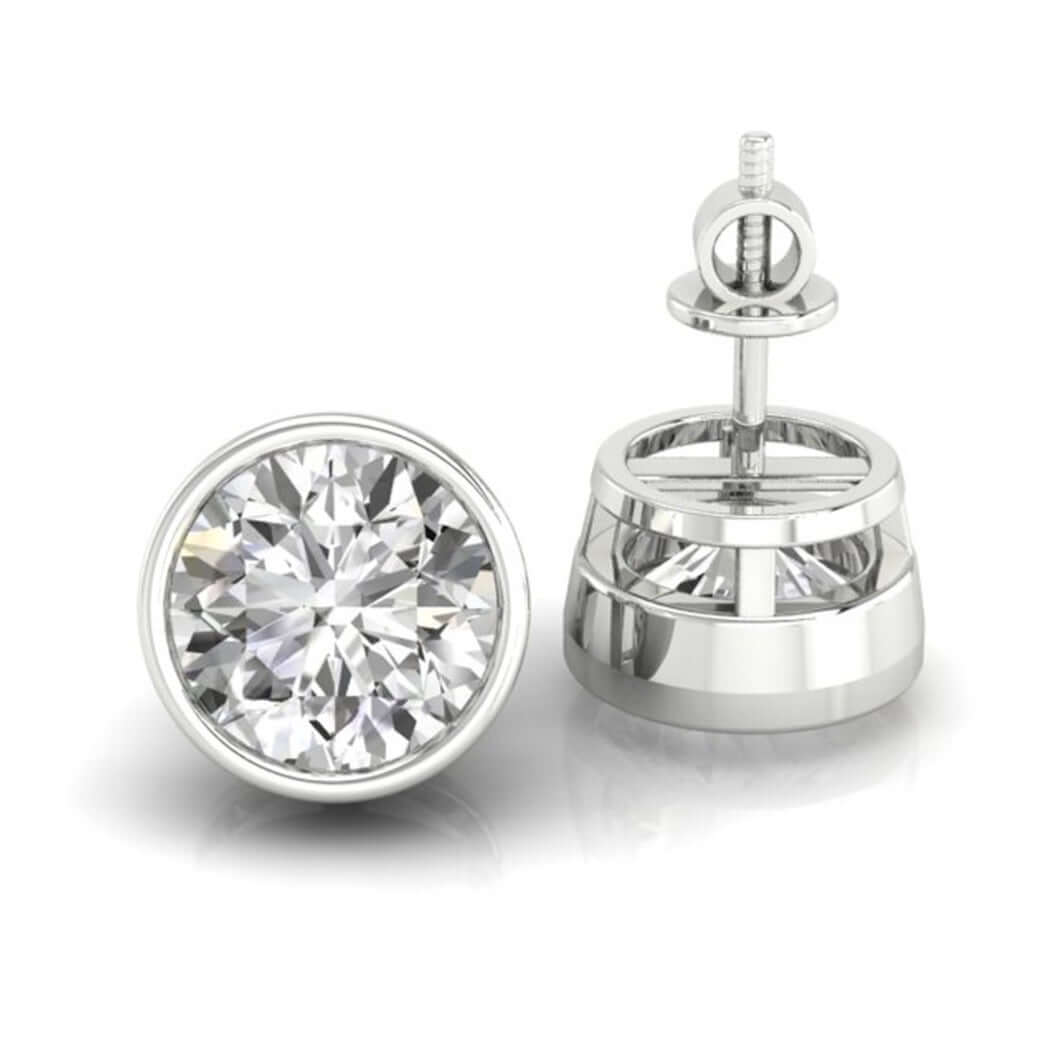 1.97 TCW okrugli rez bezbojni moissanite prsten bezel set Moissanite naušnice 