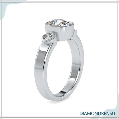 Three stone diamond ring featuring lab grown diamonds in a classic setting.
