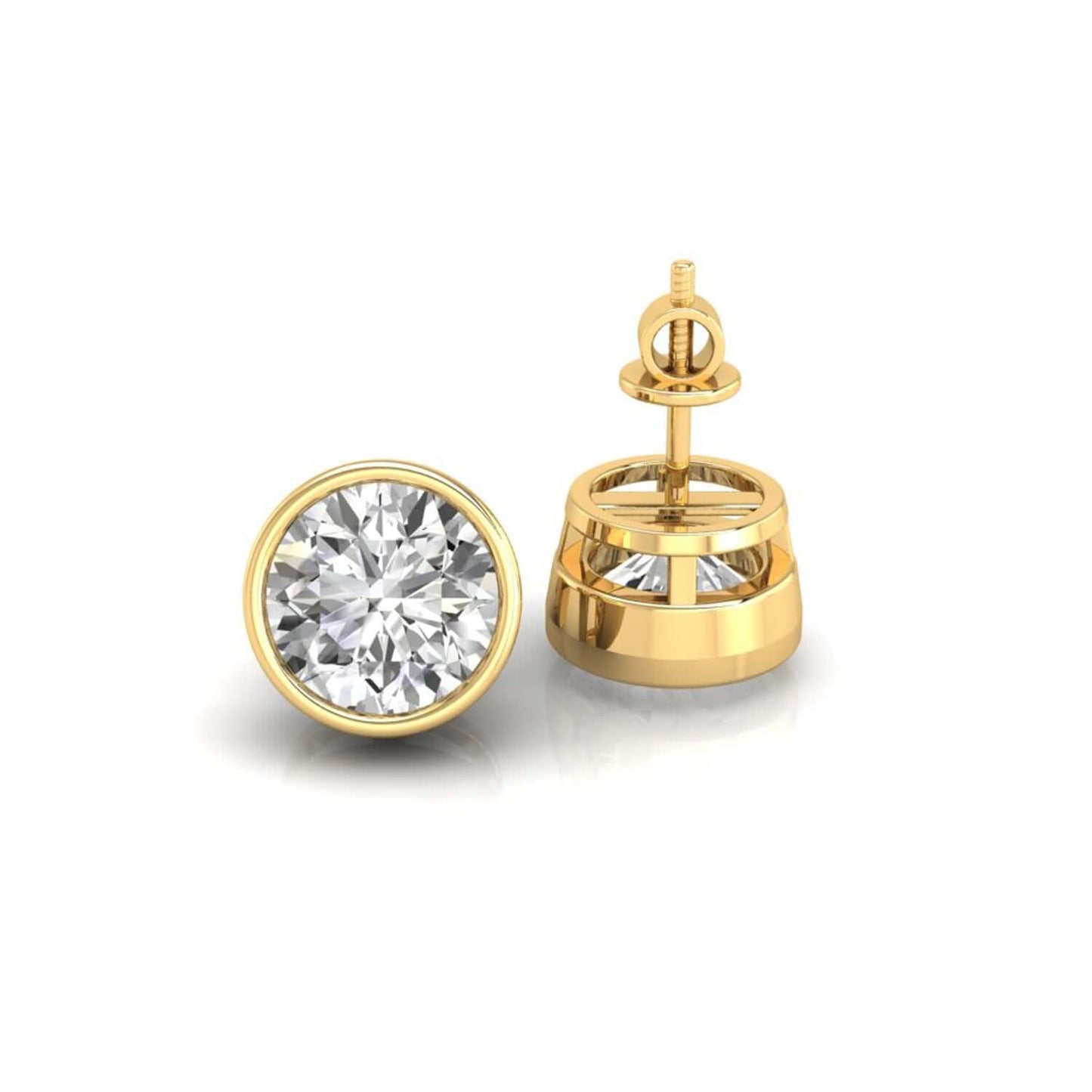 1.97 TCW okrugli rez bezbojni moissanite prsten bezel set Moissanite naušnice 