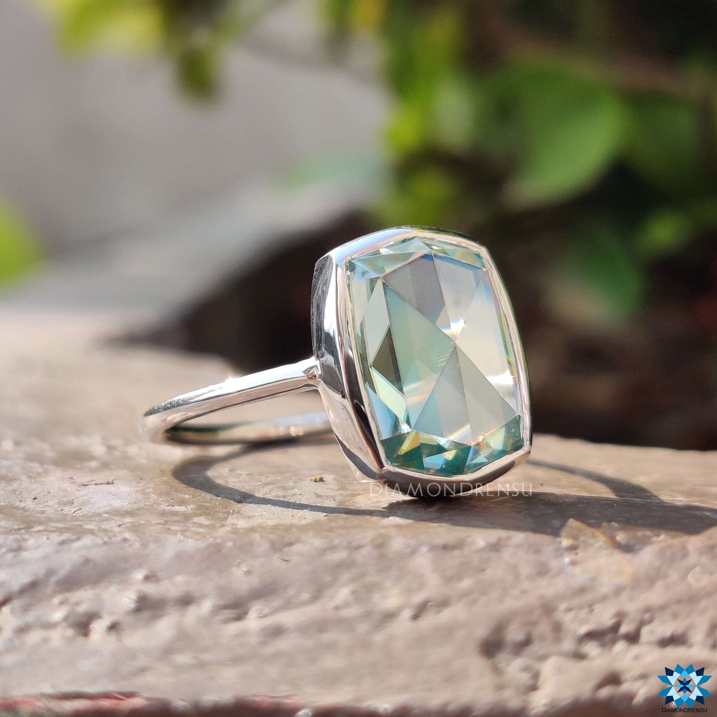 3.98 CT Elegantni cijan plavi jastučić sa roze reznim okvirom set pasijans zaručnički prsten 