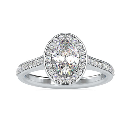 Pave diamond ring with oval diamond center, handmade jewelry