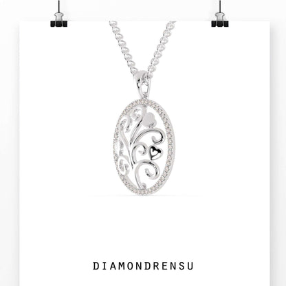 0.24 TCW Round Moissanite Oval Shape Outline Moissanite Wedding Pendant