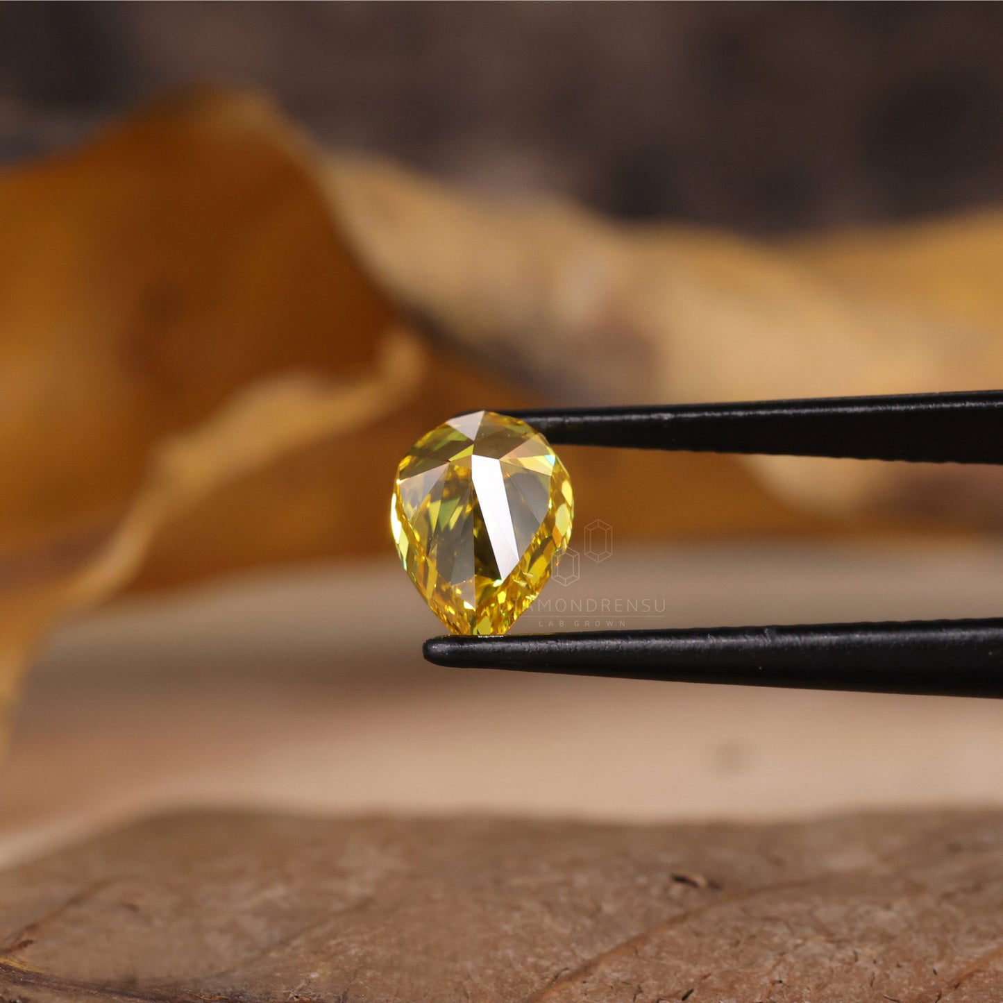 Žuti dijamant uzgojen u laboratoriji kruške, 1.55 CT kruška rezani dijamant za zaručnički ili vjenčani prsten