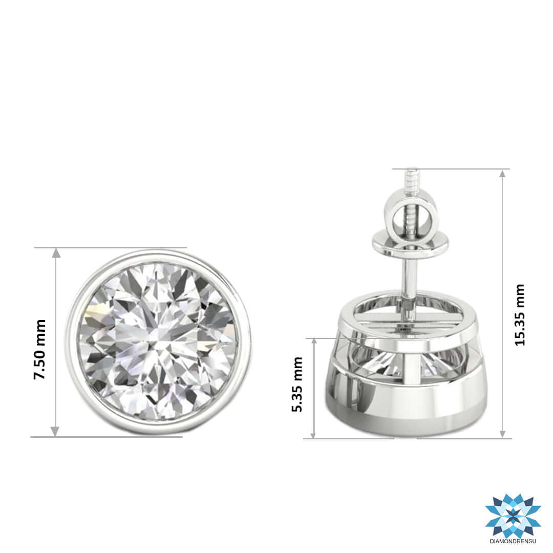 1.97 TCW okrugli rez bezbojni moissanite prsten bezel set Moissanite naušnice 