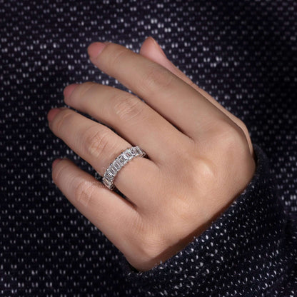 Emerald Cut Lab Gown Diamond Wedding Band, Diamond Eternity Band