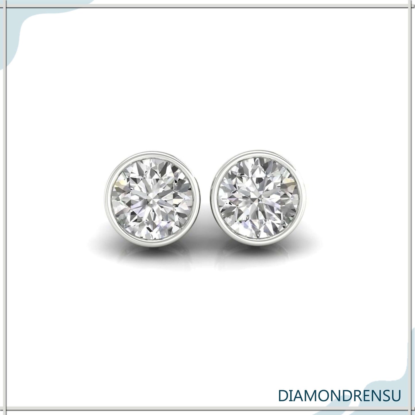 1.97 TCW okrugli rez bezbojni moissanite prsten bezel set Moissanite naušnice 