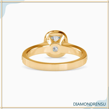 3 carat cushion cut diamond ring with a halo accent
