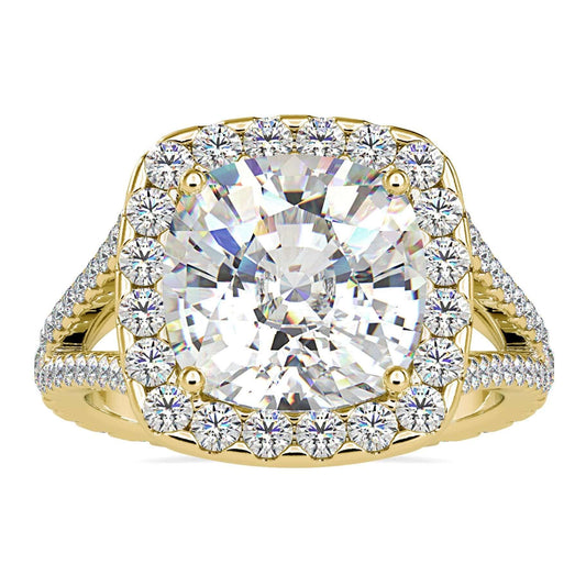 Cushion Cut Halo Engagement Ring with Lab Grown Diamond.