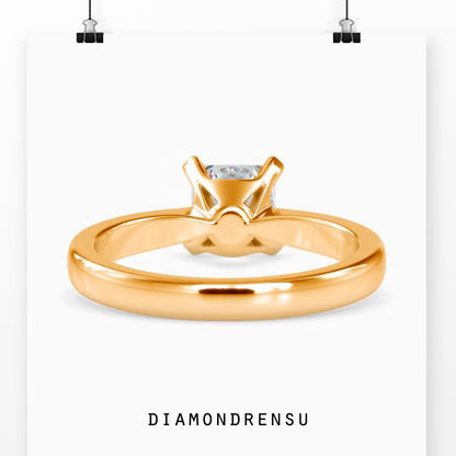 Lab grown diamond ring in white gold, princess cut stone, IGI certified
