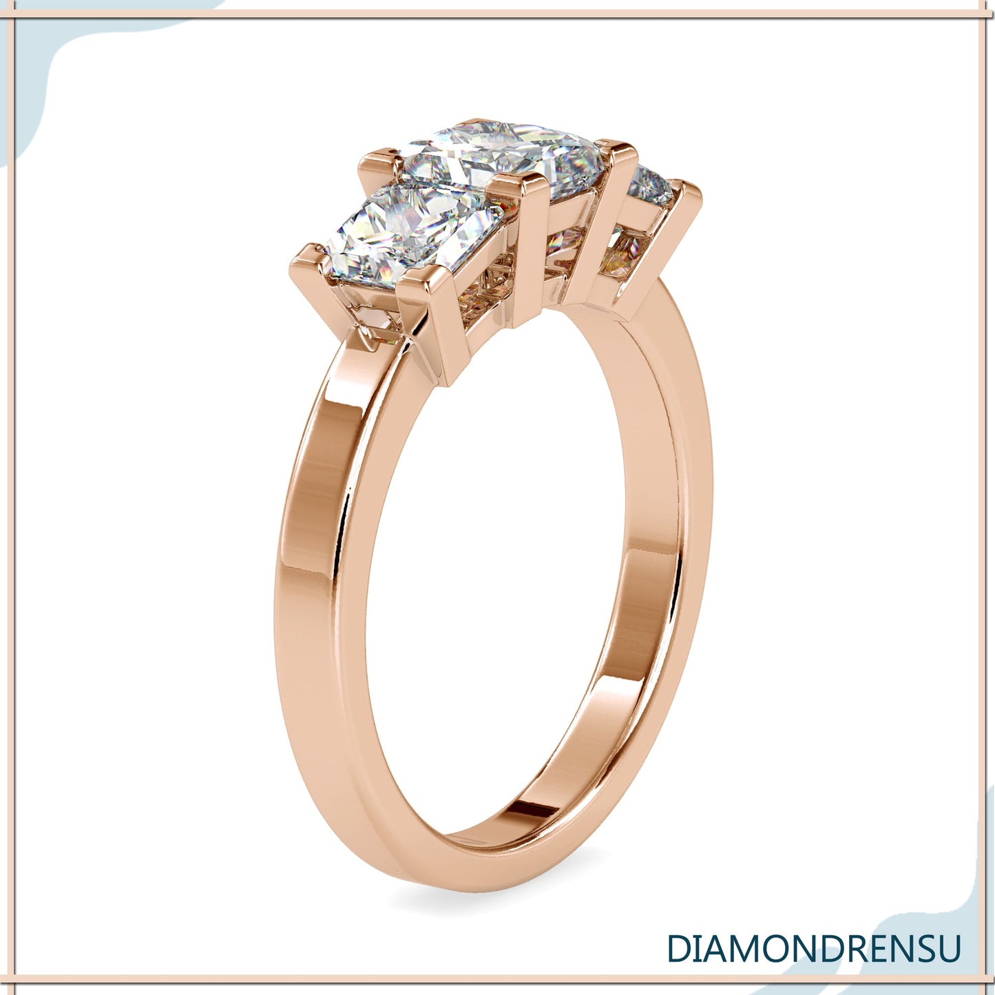 Lab grown diamond ring with a princess cut and unique basket ring setting
