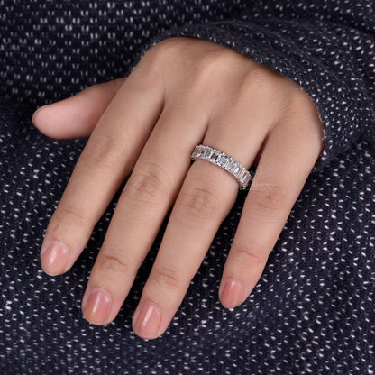 Emerald Cut Lab Gown Diamond Wedding Band, Diamond Eternity Band