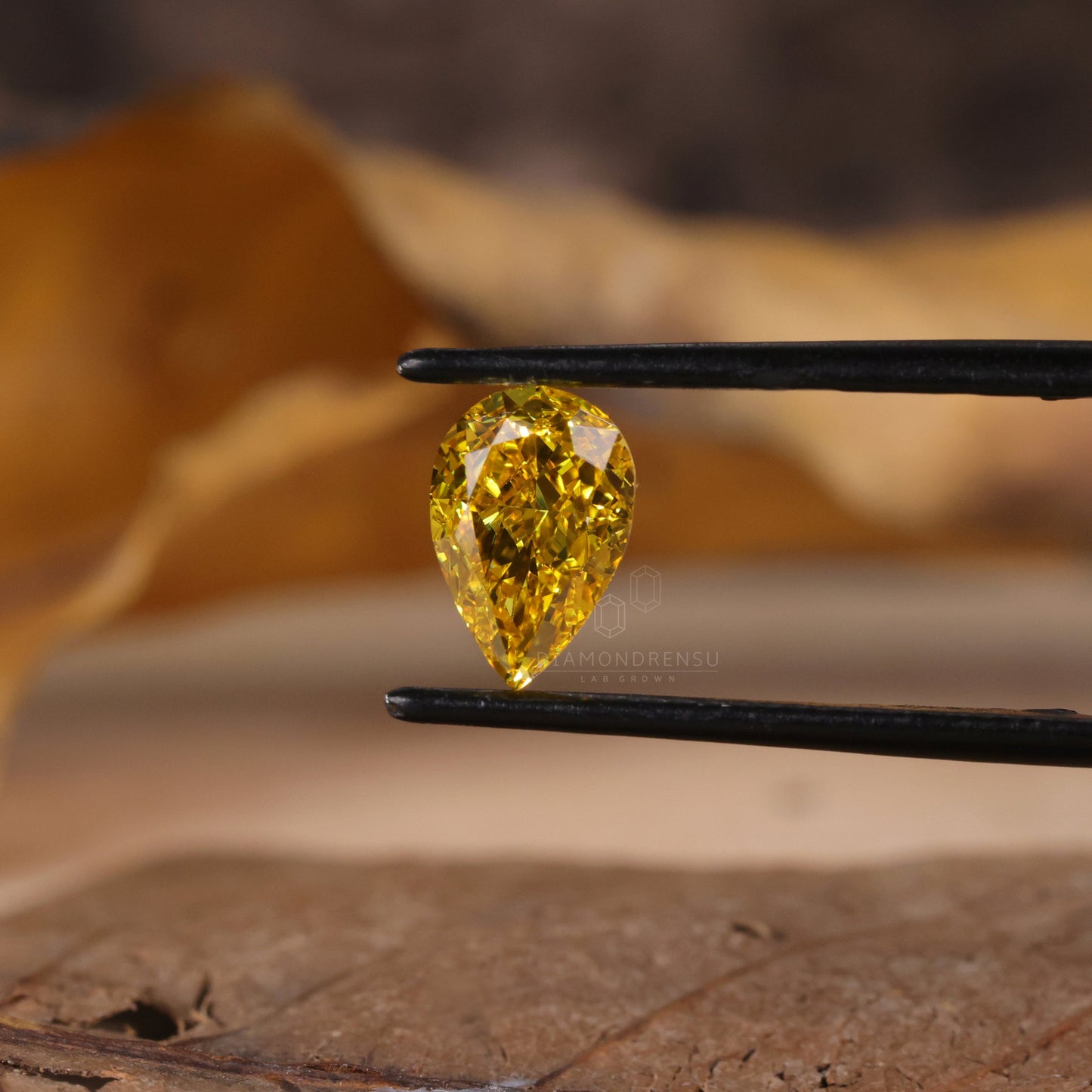 Žuti dijamant uzgojen u laboratoriji kruške, 1.55 CT kruška rezani dijamant za zaručnički ili vjenčani prsten